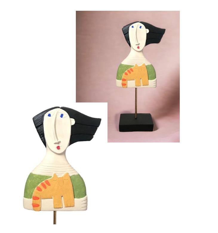 Kedili Kadın Biblo 14* 30 CM