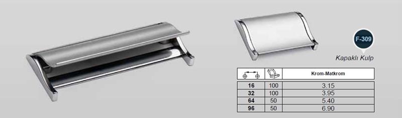 FDSKulp Kapaklı 96mm Krom-Matkrom 