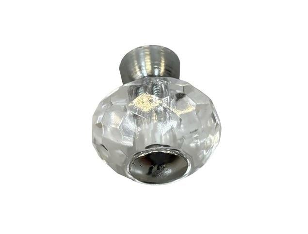 Kulp Kristal Naturel Düğme Krom 30MM Şeffaf