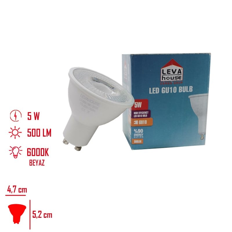 Star Yapı MarketLeva Ampul Led Çanak 5w Beyaz Gu10