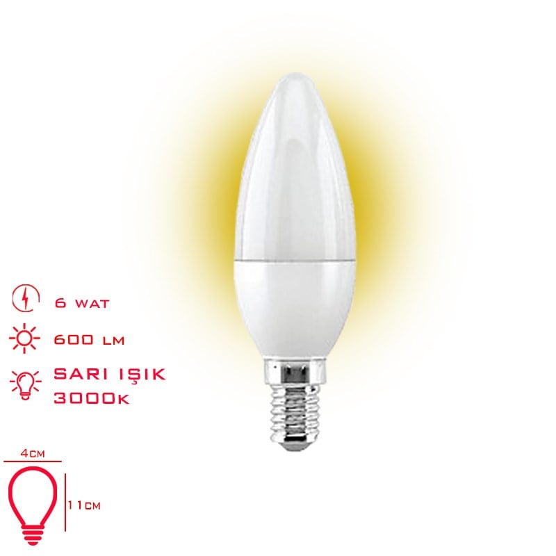 Star Yapı MarketLeva Ampul Led Mum 6W Sarı E14