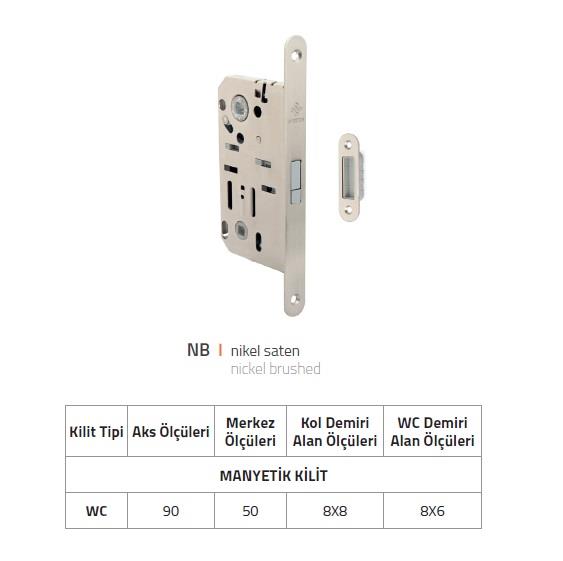 SYSTEMManyetik Kilit Wc Nikel
