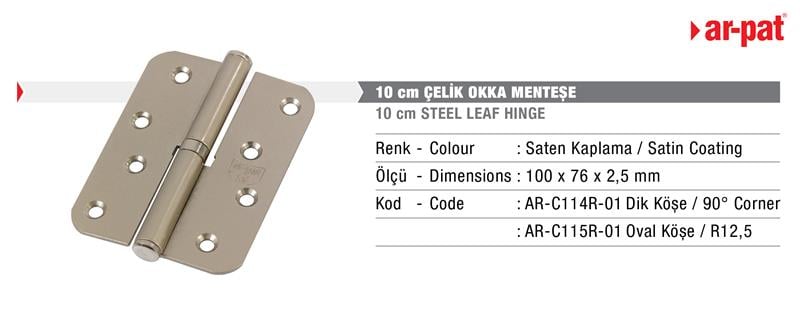AR-PATMenteşe Çelik Okka 10 cm Saten Oval Sağ