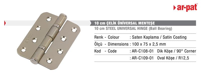 Menteşe Universal 10 cm Çelik Oval Saten