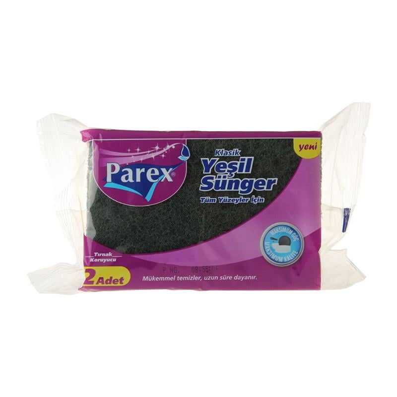 Parex Yeşil Oluklu Klasik Sünger 2'li