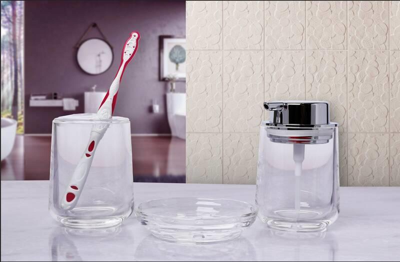 Primanova Vetro 3 lü Banyo Seti Şeffaf