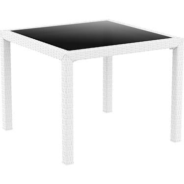 Rattan Kare Masa Beyaz
