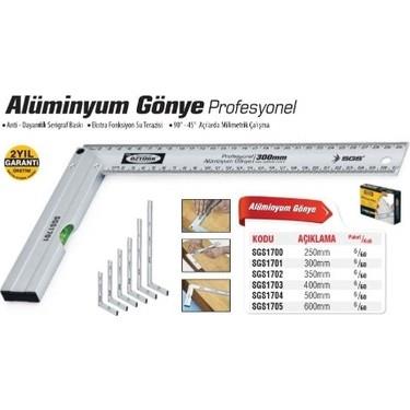 SGSSGS Profesyonel Su Terazili Alüminyum Gönye 250 mm