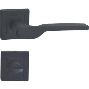 ARMEXSofya Rozetli Kapı Kolu Mat Siyah Wc