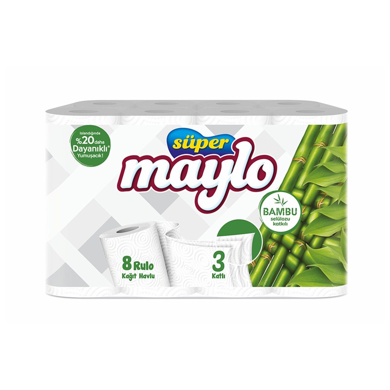 BOZASüper Maylo Bambu Kağıt Havlu 8 Rulo