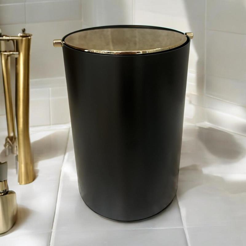 SYSTEMSystem Çöp Kovası Mat Siyah-Altın