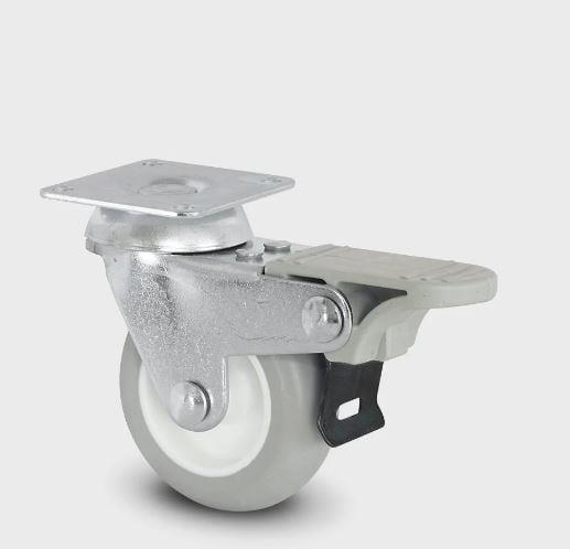 Tekerlek Tablalı Frenli Pvc Gri-Beyaz Çap 50 mm