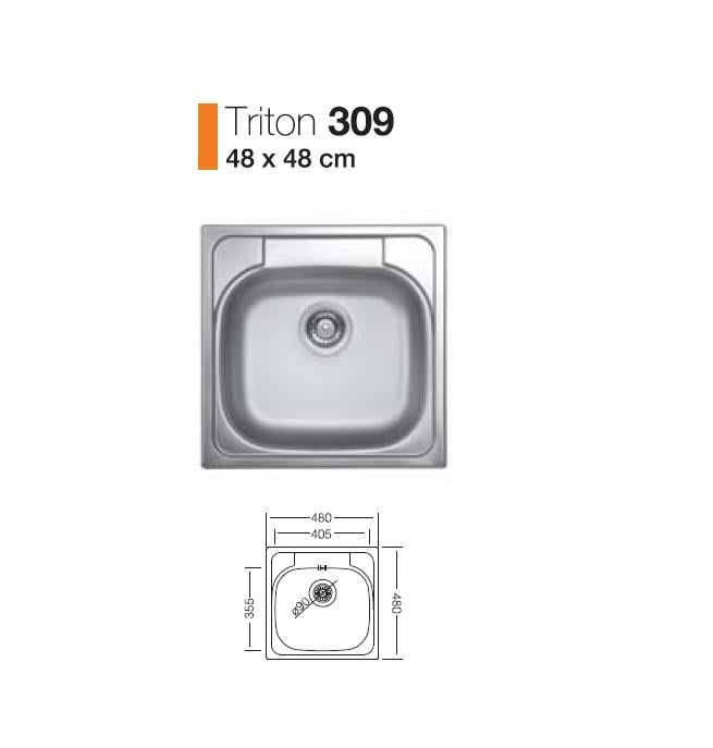 KROM EVYETriton 309 T.Üstü Evye 48*48 cm
