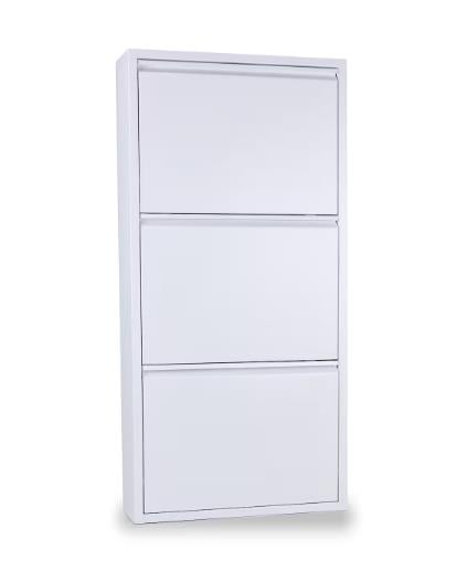 Üçlü Metal Ayakkabılık Dolabı Beyaz