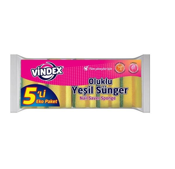 Vindex Klasik Yeşil Sünger Oluklu 5li