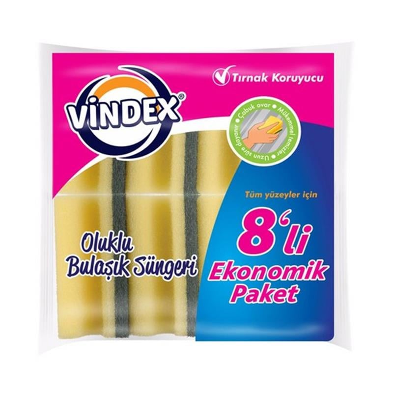 Vindex Klasik Yeşil Sünger Oluklu 8li