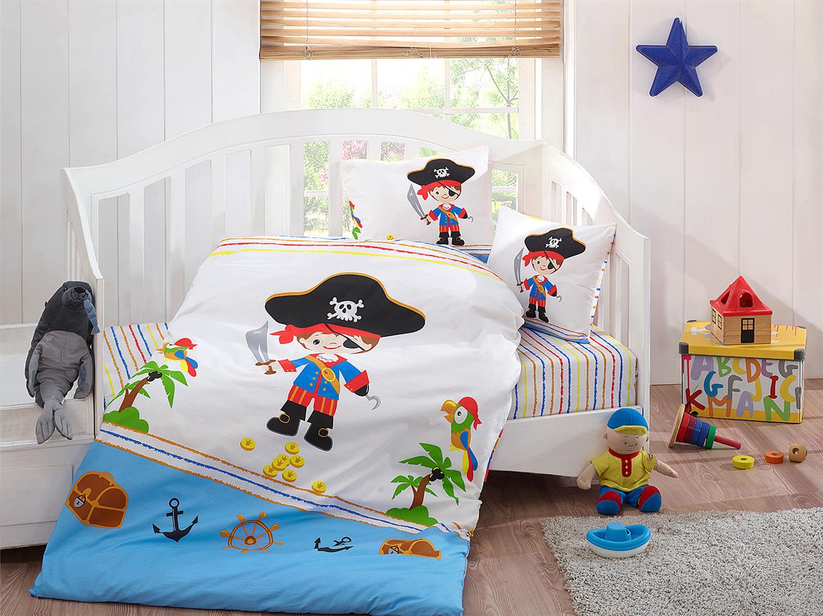 Baby Class Bebek Çocuk Nevresim Takımı 100 x 150 bbk-pirat Mavi