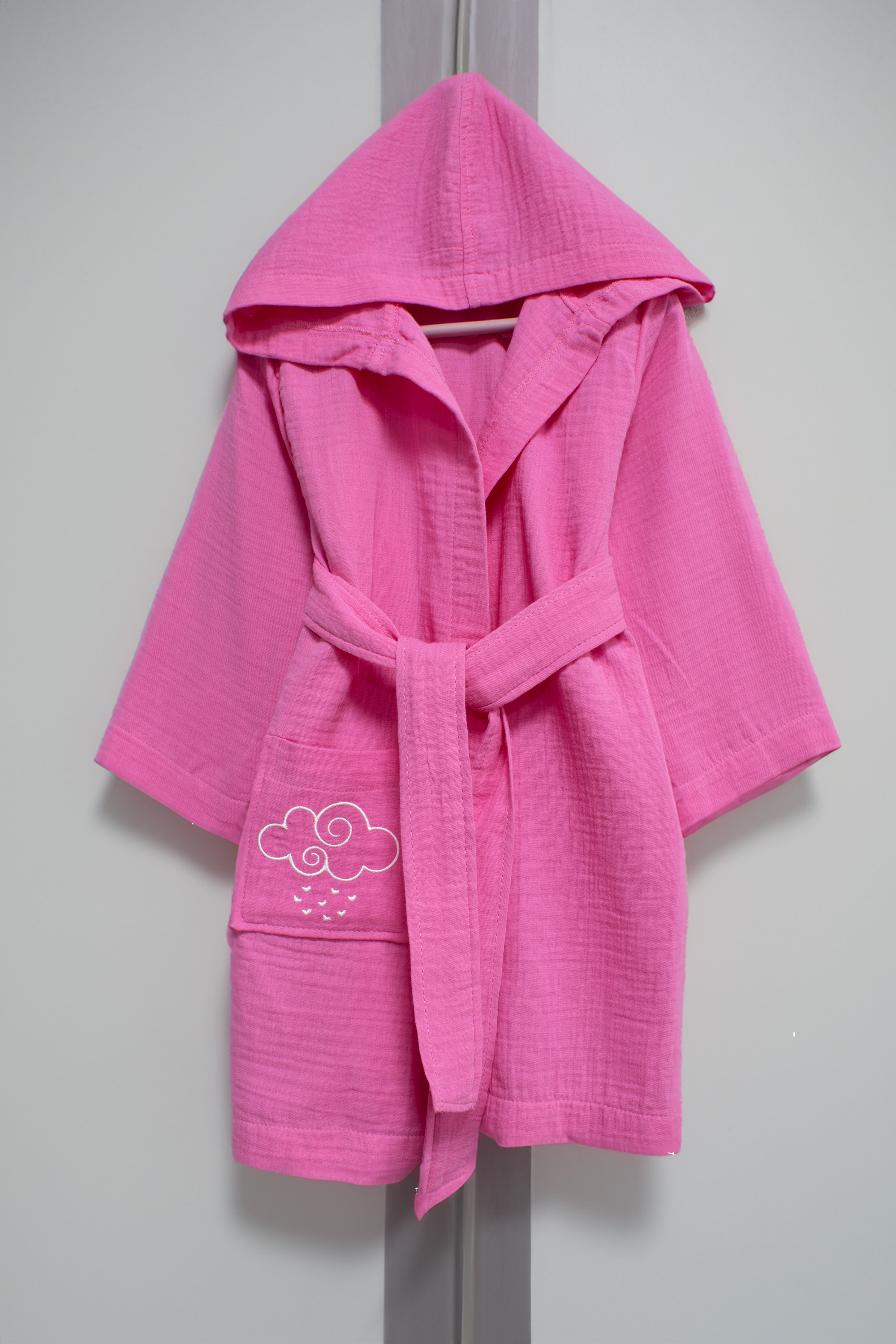 Baby Class Kapüşonlu Çift Katlı Müslin Çocuk Bornozu 6-8 Yaş