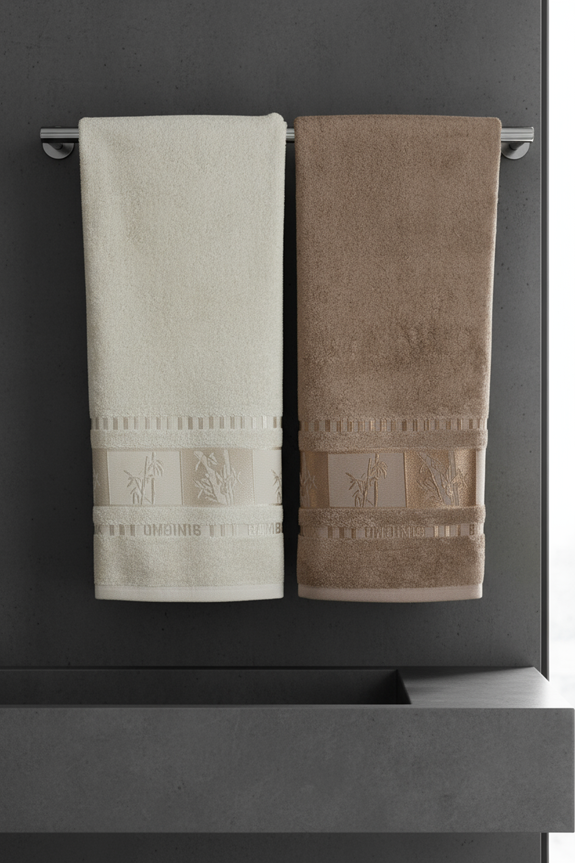 Class Bambu 2'li 50x90 cm El-Yüz Havlu Seti  Kahve / Bej