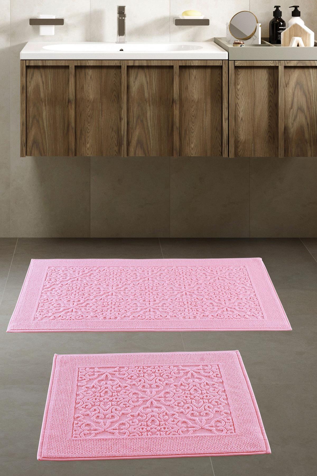 Class  Pera Pembe Ege Penyesi 2'li Banyo Paspas Seti 60x50+60x100 cm