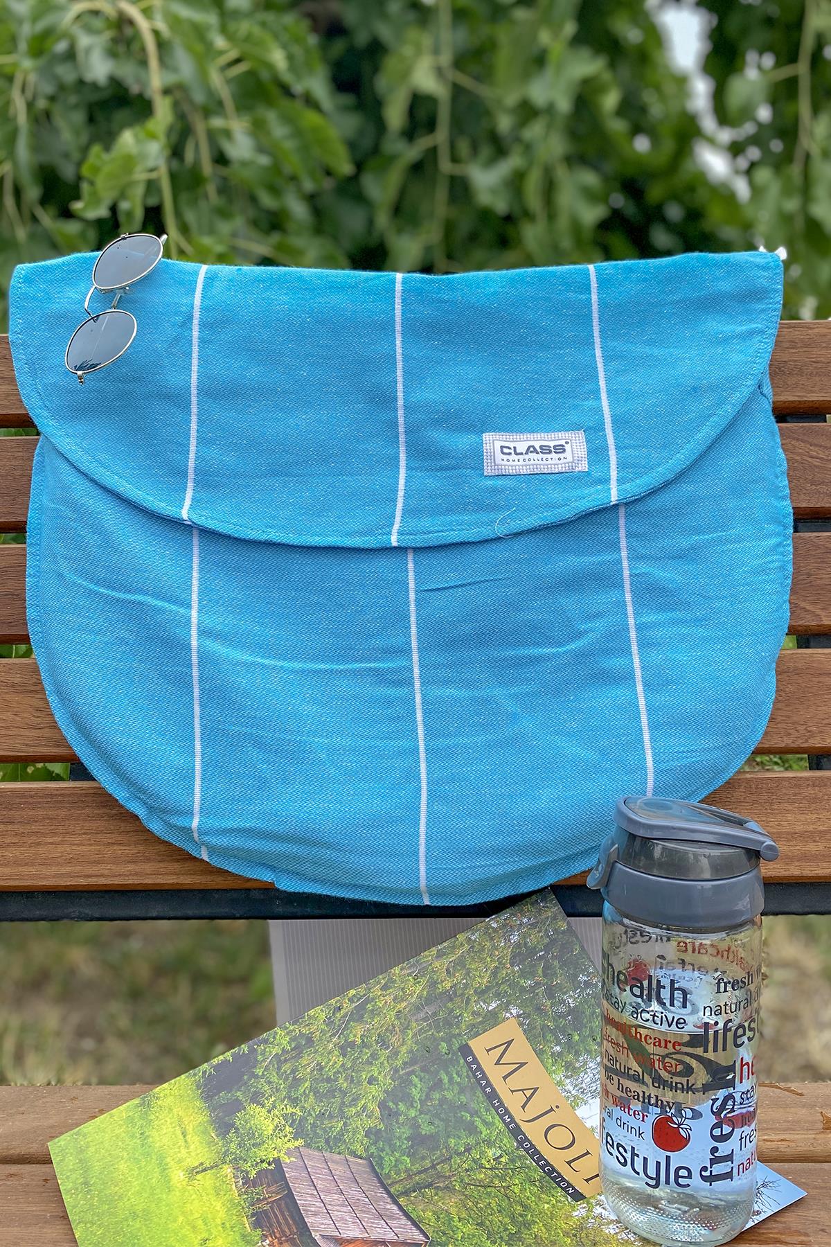 Class  Turkuaz Pamuklu Çantalı Peştamal 100x175 pestamalturkuaz