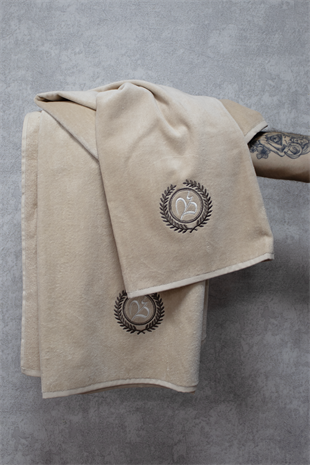 Class Bej 2 li Kadife Banyo Seti 50x90 cm - 100x150 cm Little Rose