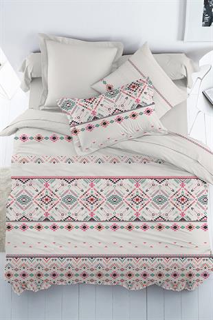 Majoli Bohem Pembe Tek Kişilik Nevresim Takımı %100 Pamuk Ranforce
