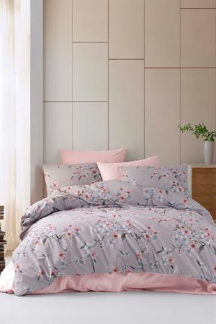 Majoli Yeşim Gri Çift Kişilik Nevresim Takımı %100 Pamuk Ranforce