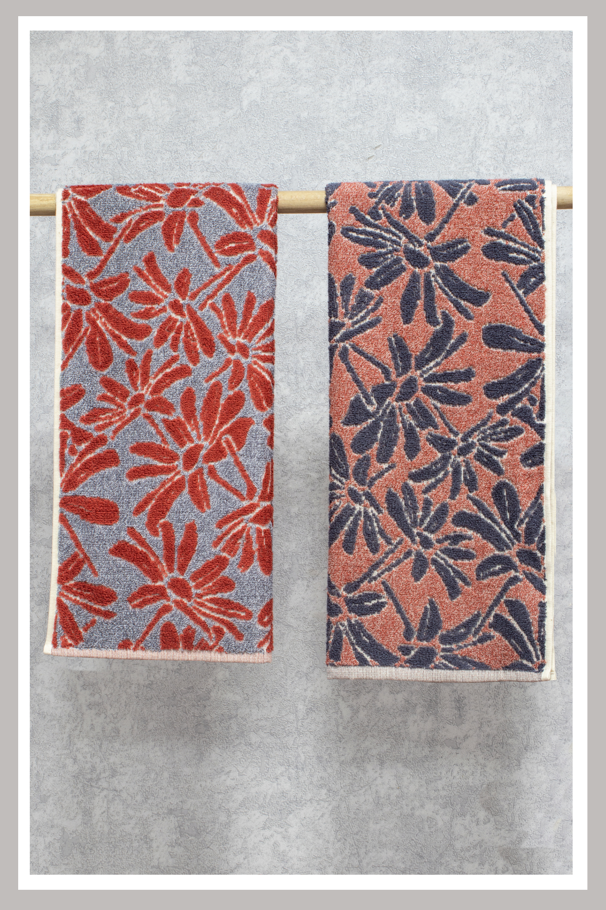 %100 Penye Pamuğu 50x100 İpliği Boyalı 2li Set Flower V2