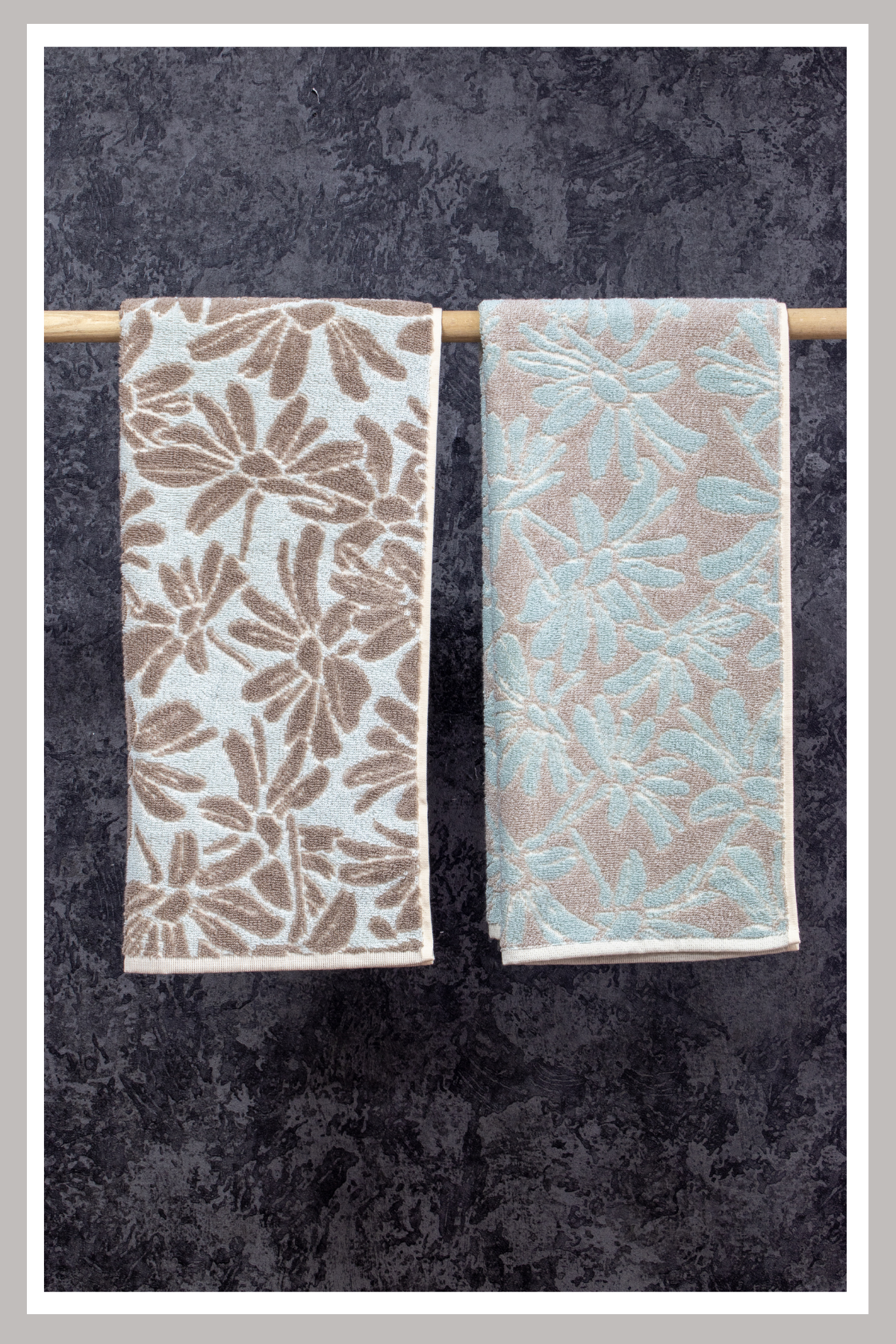%100 Penye Pamuğu 50x100 İpliği Boyalı 2li Set Flower V1