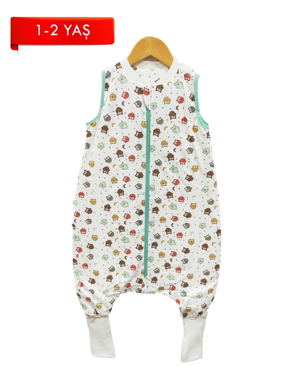 Baby Class Bebek Uyku Tulumu 1.0 TOG 70 cm Ayaklı Kaymaz Tabanlı Baykuş  Deseni Paçalı Kolsuz