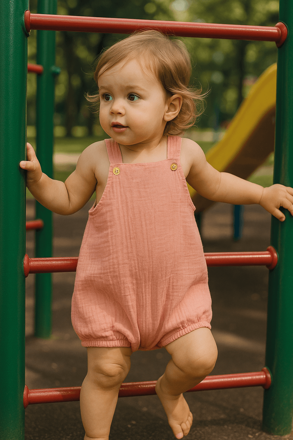Baby Class  Müslin Çocuk Askılı Tulum 1-2 Yaş Pembe
