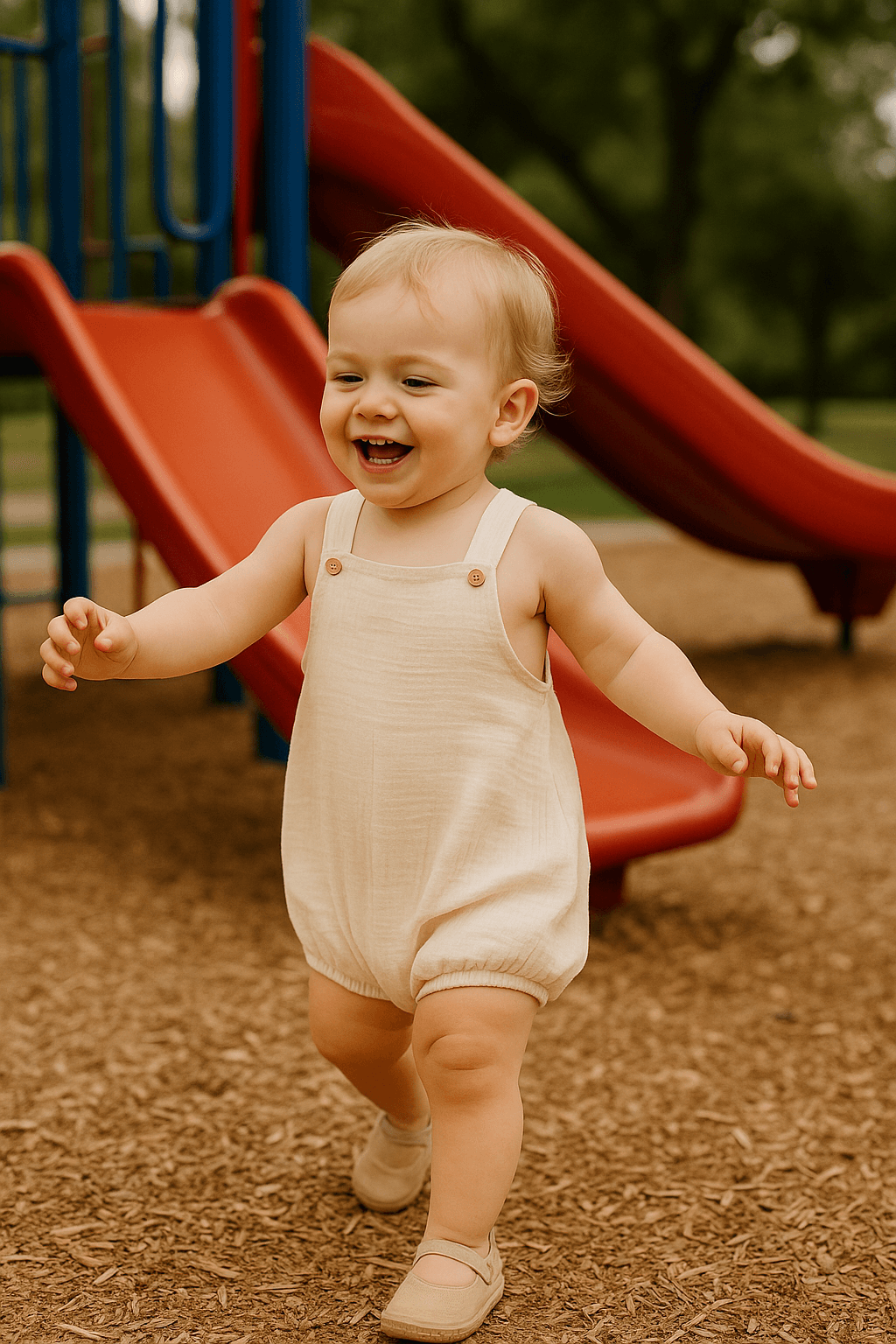 Baby Class  Müslin Çocuk Askılı Tulum 1-2 Yaş Açık Bej