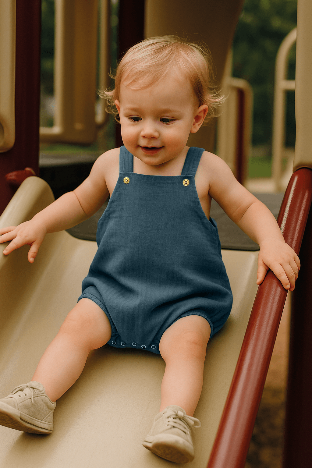 Baby Class  Müslin Çocuk Askılı Tulum 2-3 Yaş Mavi