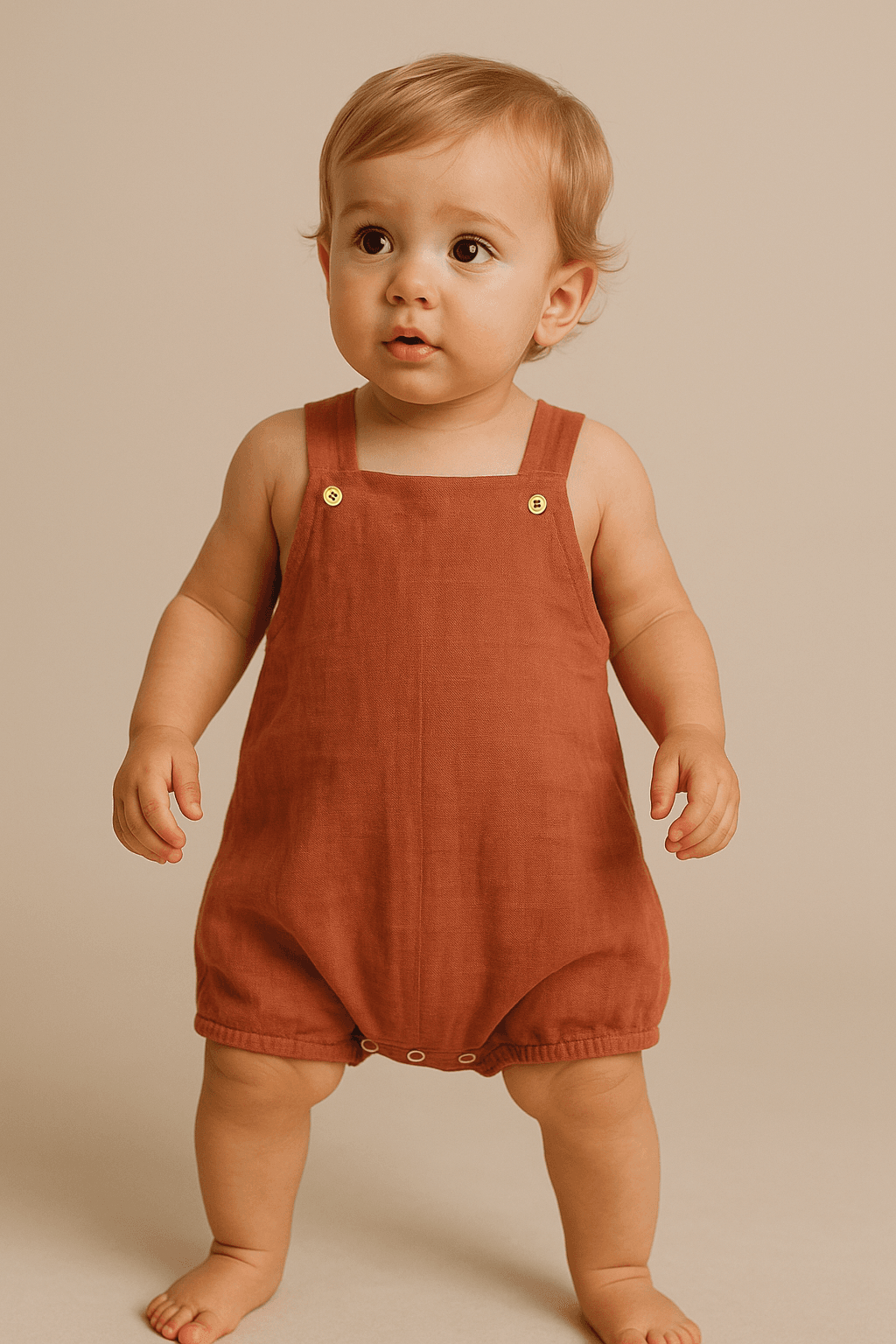 Baby Class  Müslin Çocuk Askılı Tulum 3-4 Yaş Kiremit