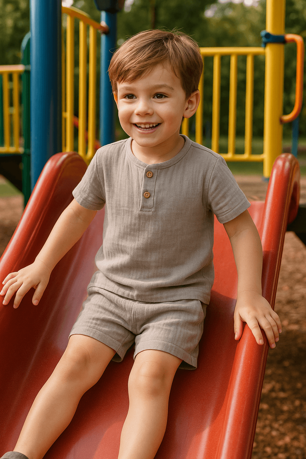 Baby Class  Müslin Çocuk Tişört Şortlu Takım 4-5 Yaş Gri