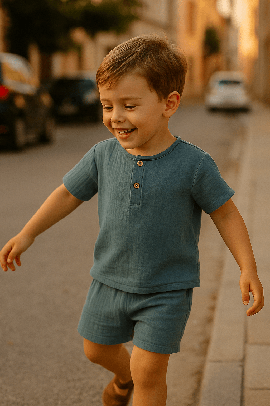 Baby Class  Müslin Çocuk Tişört Şortlu Takım 2-3 Yaş Mavi
