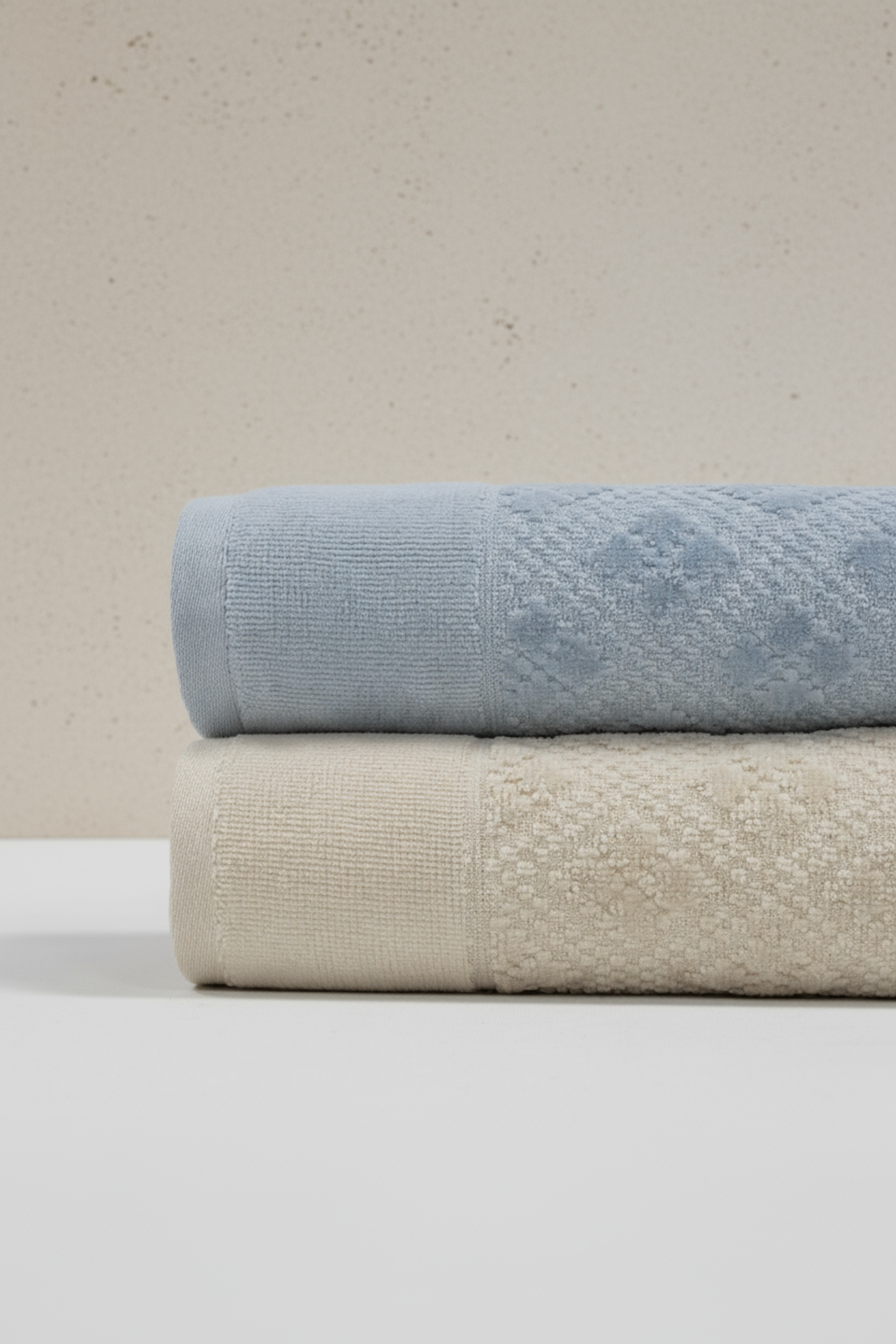 Class 2’li 50x100 cm %100 Pamuklu El ve Yüz Havlu Seti - Clerica Ekru / Mavi