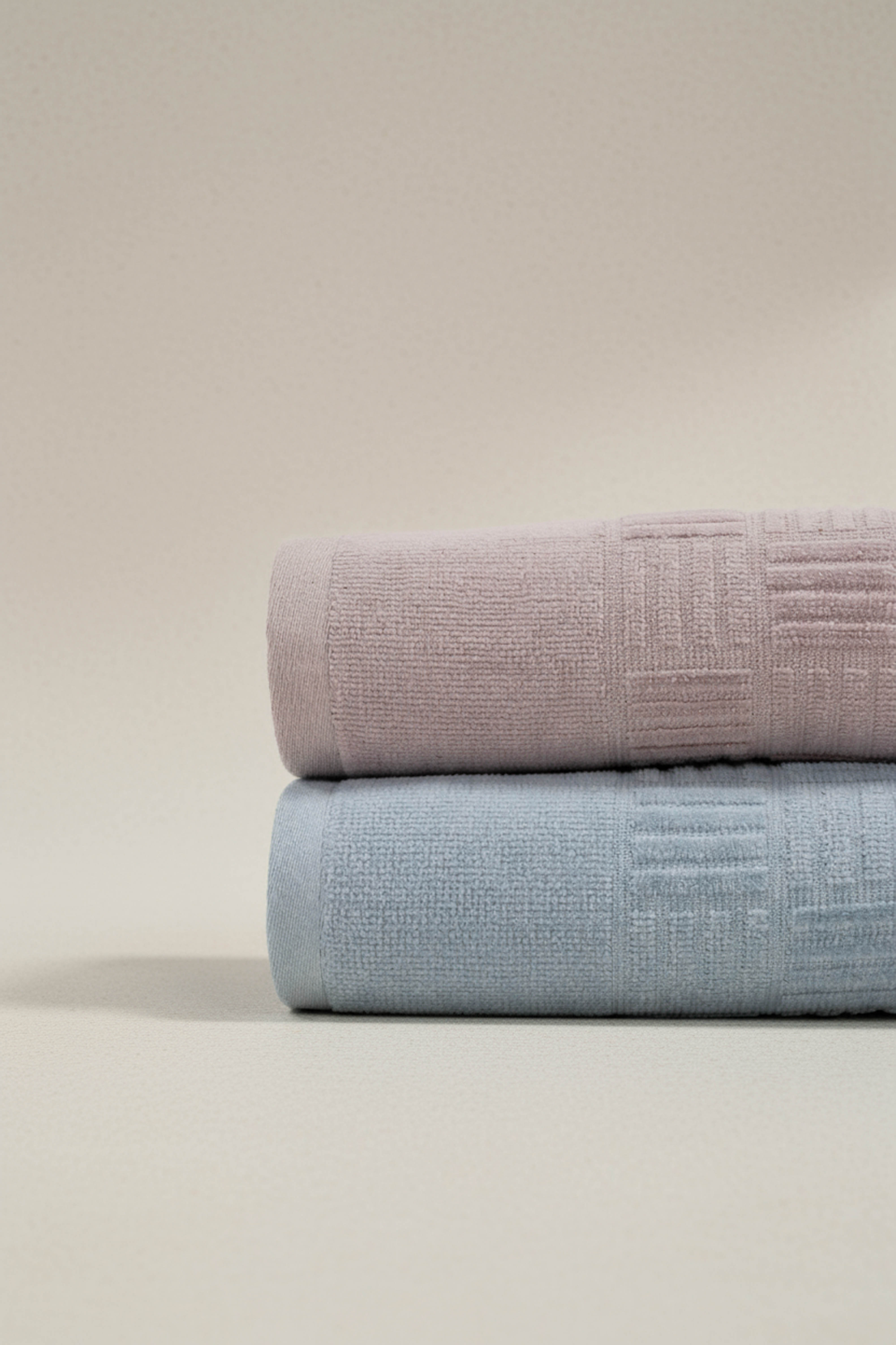 Class 2'li 50x90 cm %100 Pamuklu El ve Yüz Havlu Seti - Demore Hazelnut / Mavi