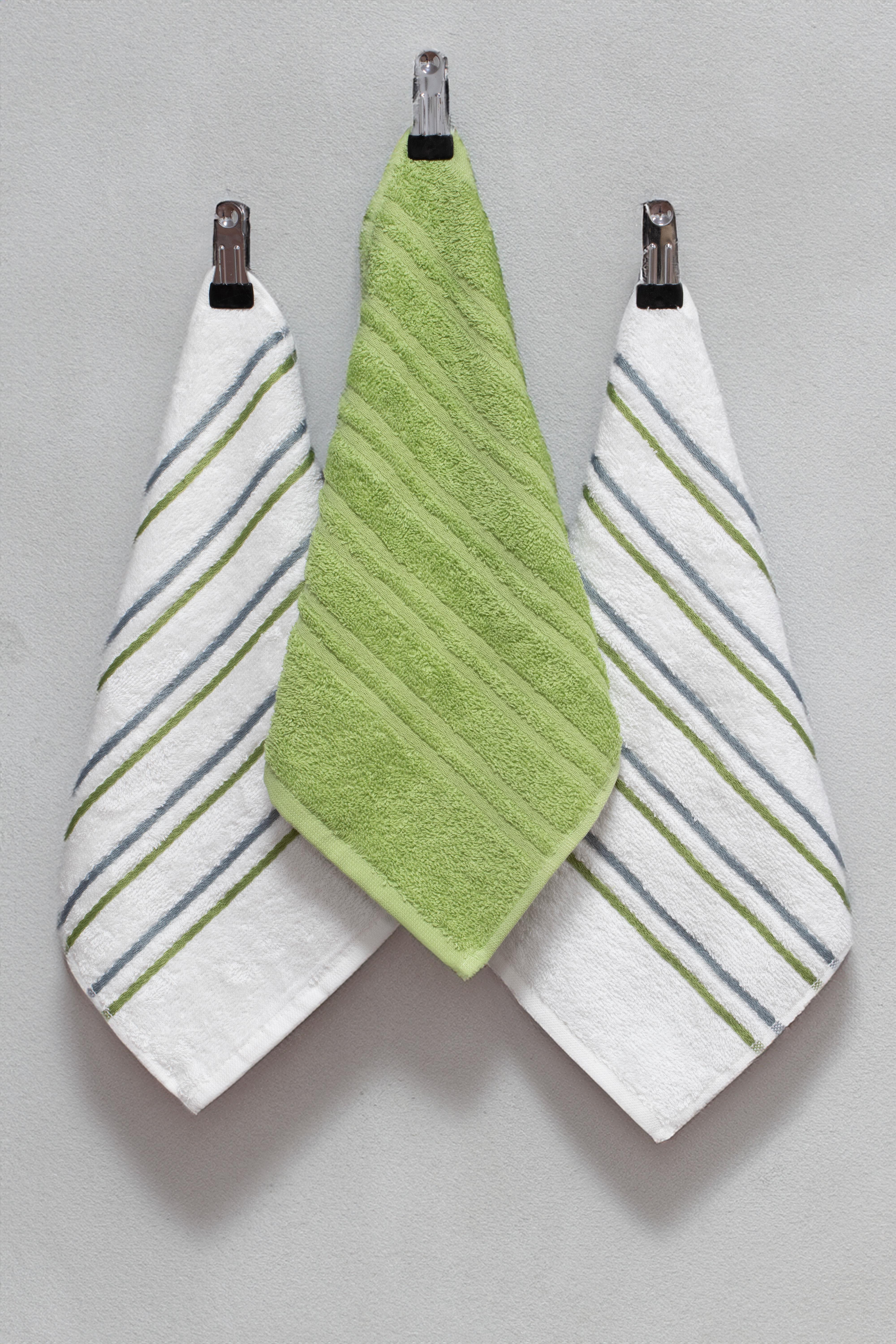 Class 30x30 %100 Pamuklu 3lü Mutfak Havlusu Yeşil / Ekru