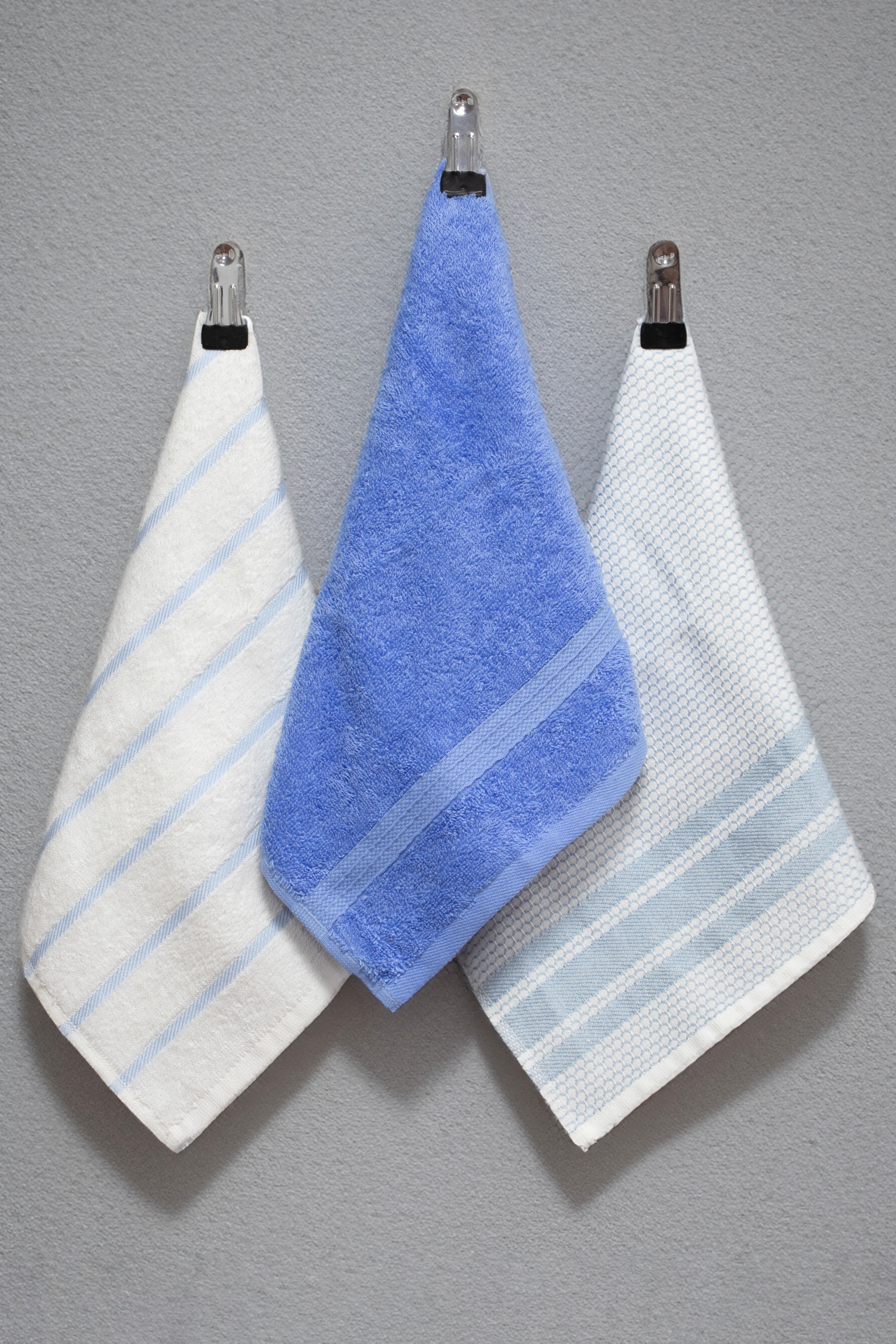 Class 30x50 %100 Pamuklu 3lü Mutfak Havlusu Mavi Çizgili / Mavi / Mavi Petekli