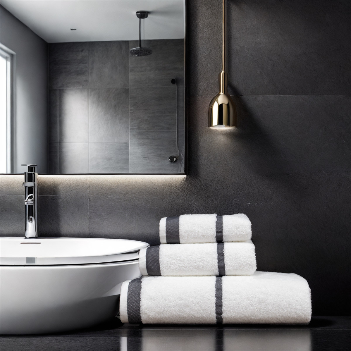 Class Penye Banyo Havlu Takımı 3lü Set 30x50 50x90 90x150 Beyaz / Gri
