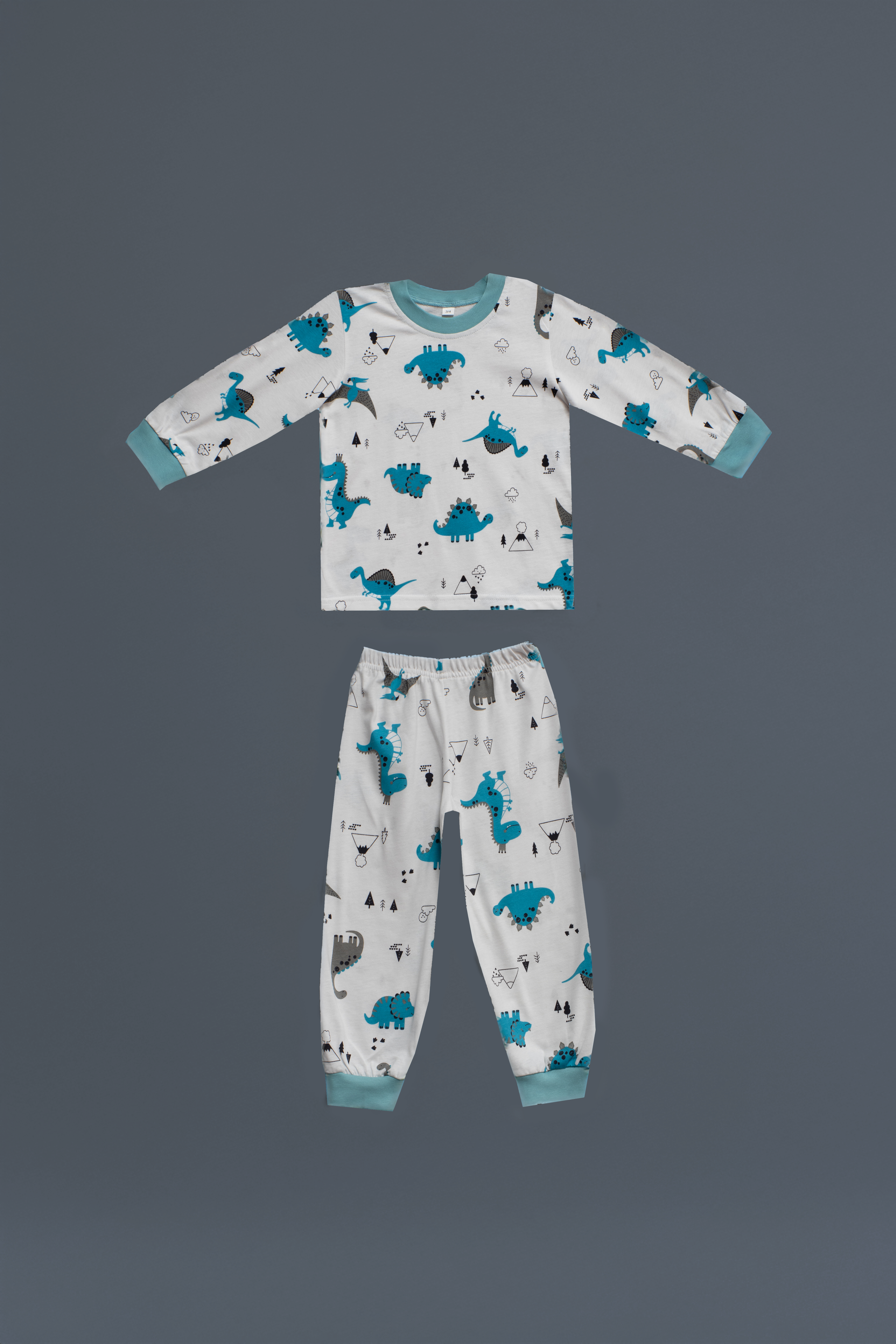 Erkek Çocuk %100 Pamuklu Uzun Kollu Pijama Takımı Dinazor 5-6 Yaş