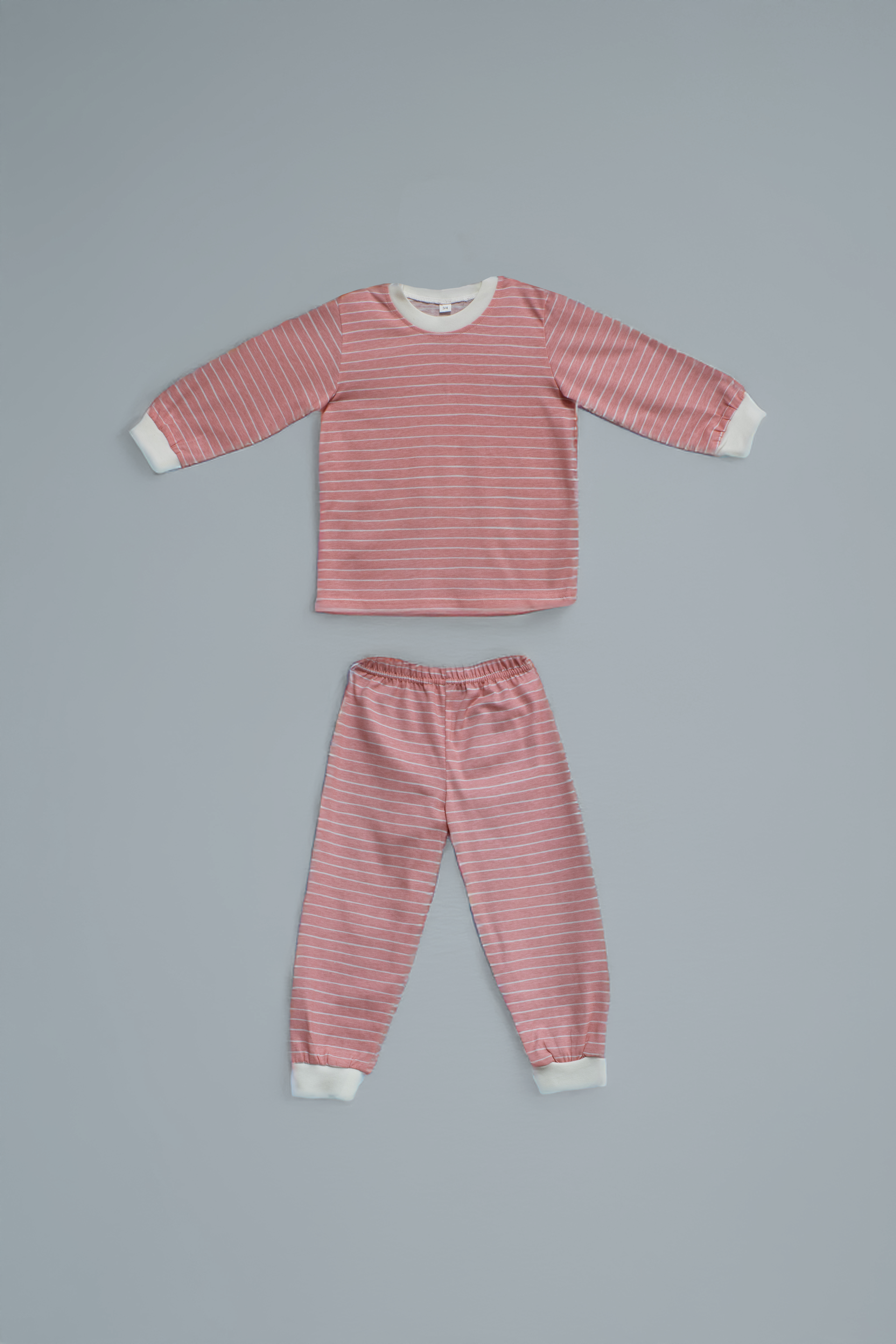Kız Çocuk %100 Pamuklu Uzun Kollu Pijama Takımı Line 3-4 Yaş