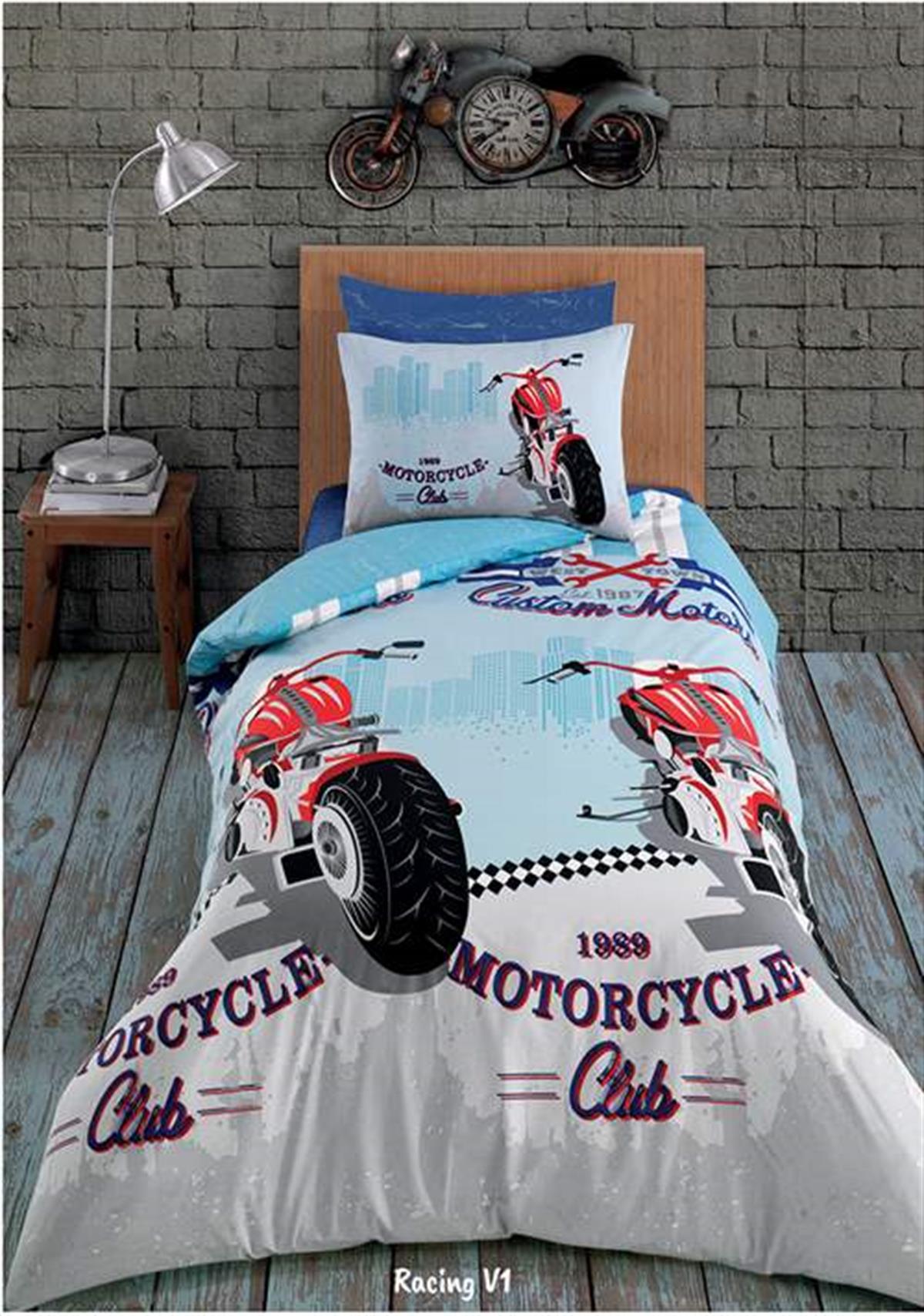 Majoli Tek Kişilik Nevresim Takımı %100 Pamuk Ranforce Racing V1