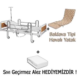 2 MOTORLU HASTA KARYOLASI STANDART EKO + Baklava Tipi Havalı Yatak + Alez