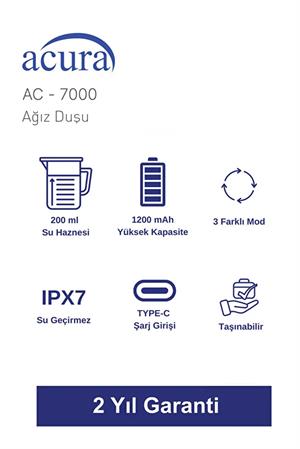 Acura AC-7000 Şarjlı 4 Başlıklı Ağız Duşu