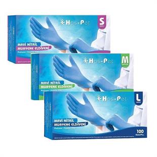 HASPET MAVİ NİTRİL PUDRASIZ L 100 ADET ELDİVEN