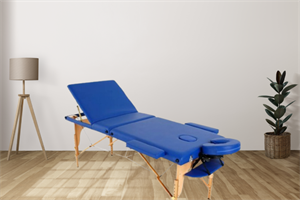 MASAJ - MUAYENE MASALARIHEDEF MEDİKALHDF9087İthal Lüx Ahşap Katlanabilir 3 Parça Çanta Tipi Masaj Masası Mavi