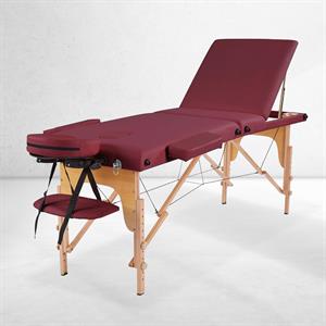 İthal Lüx Ahşap Katlanabilir 3 Parça Çanta Tipi Masaj Masası Bordo